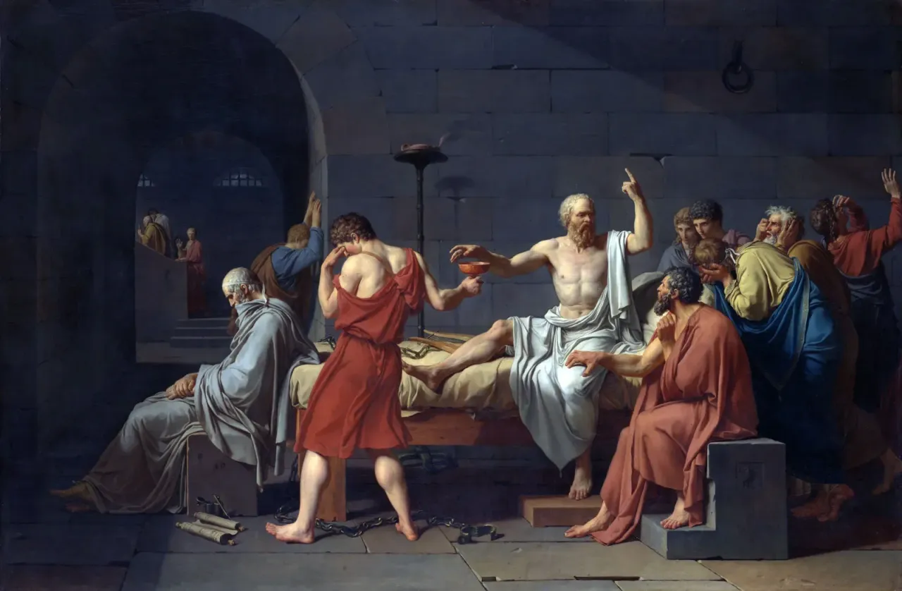 Socrates drinking hemlock –